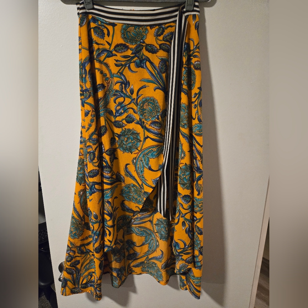 Jealous Tomato Vibrant Yellow and Blue Floral Skirt